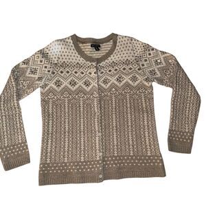 Willi Smith Women's‎ Fair Isle Wool Blend Cardigan Sweater L Multicolor Beaded